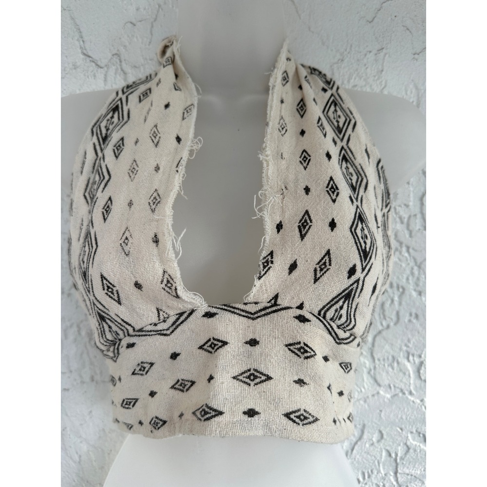 ZL Halter Crop Top Geometric Boho‎ Festival Women Medium Frayed